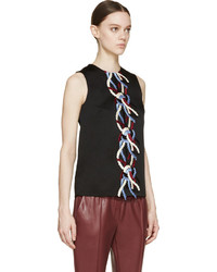 Christopher Kane Black Rope Embroidered Tank Top