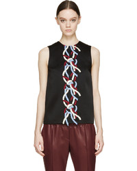 Christopher Kane Black Rope Embroidered Tank Top
