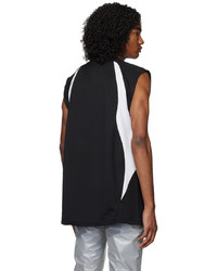 424 Black White Embroidered Tank Top