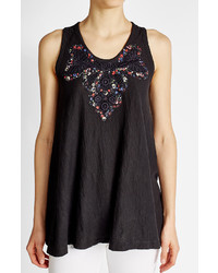 Anna Sui Embroidered Cotton Tank