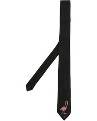 Saint Laurent Embroidered Flamingo Skinny Tie