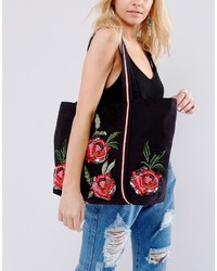 Boohoo Floral Embroidered Shopper