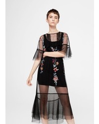 Mango Embroidered Tulle Dress