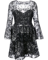 Marchesa Notte Sequin Embroidered Tulle Dress