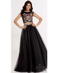Alyce Paris Floral Embroidered Tulle Two Piece Ball Gown