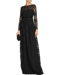 Burberry Embroidered Cotton Blend Tulle Gown