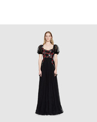 Gucci Kingsnake Embroidered Tulle Gown