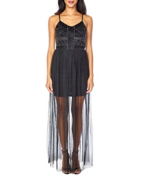 Lace & Beads Pihu Mini With Sheer Skirt Overlay Cocktail Gown