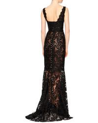 Dolce & Gabbana Sleeveless Round Neck Lace Gown Black