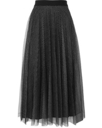 Black Embroidered Tulle Full Skirt