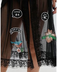 Asos Petite Petite Sheer Tulle Midi Skirt With Badging