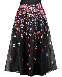 Noir Sachin Babi Mirna Embroidered Tulle And Silk Organza Midi Skirt