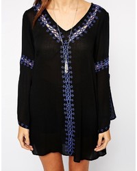 Glamorous Long Sleeve Folk Tunic Top With Embroidery