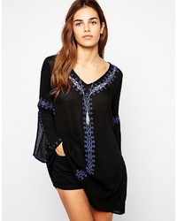 Glamorous Long Sleeve Folk Tunic Top With Embroidery