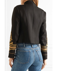 RED Valentino Redvalentino Cropped Embroidered Twill Jacket Black