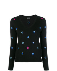 Ps By Paul Smith Embroidered Spot V Neck Sweater
