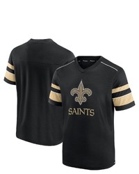 FANATICS Branded Black New Orleans Saints Textured Hashmark V Neck T Shirt