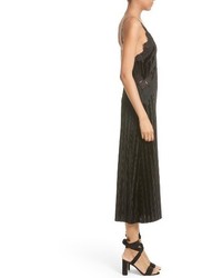JONATHAN SIMKHAI Lace Applique Crinkled Velvet Dress