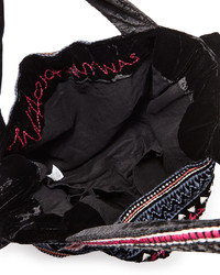 Johnny Was Izzy Embroidered Velvet Tote Bag Black