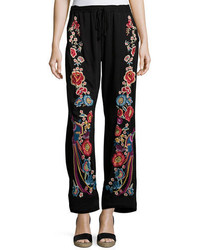Johnny Was Angeline Embroidered Wide Leg Easy Pants