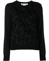 Black Embroidered Wool Blouse