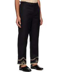 Bode Black Embroidered Trousers