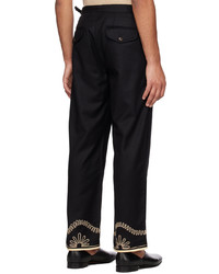 Bode Black Embroidered Trousers