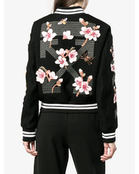 Off-White Floral Embroidered Varsity Jacket, $1,905 | farfetch.com 