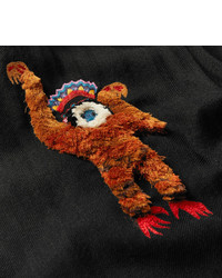 Paul Smith Fringed Monkey Embroidered Wool Scarf
