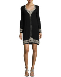 Nanette Lepore Embroidered Wool Shift Dress Black