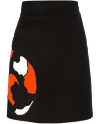Black Embroidered Wool Skirt