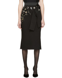 Dolce & Gabbana Black Embroidered Buttons Skirt