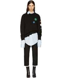 Raf Simons Black Wool Embroidered Sweater
