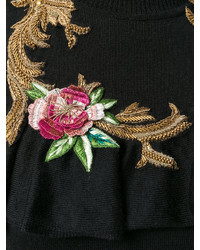 Alberta Ferretti Embroidered Cutout Shoulder Sweater