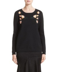 Jason Wu Floral Embroidered Merino Wool Blend Sweater