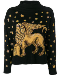 Alberta Ferretti Winged Lion And Stars Embroidered Sweater