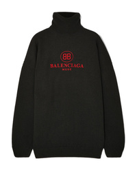 Balenciaga Embroidered Wool And Cashmere Blend Turtleneck Sweater