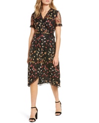 Endless Rose Embroidered Mesh Wrap Dress