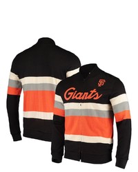 Mitchell & Ness Black San Francisco Giants Front Stripe Full Zip Sweater At Nordstrom