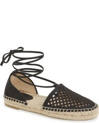 Frye Leo Perforated Ankle Wrap Espadrille Flat