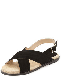 Paul Andrew Suede Espadrille Flat Sandal Black