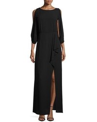 BCBGMAXAZRIA 34 Sleeve Faux Wrap Dress With Sequined Back