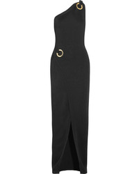 Balmain Asymmetric Jersey Gown Black