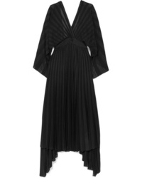 Valentino Asymmetric Open Back Pleated Stretch Knit Dress
