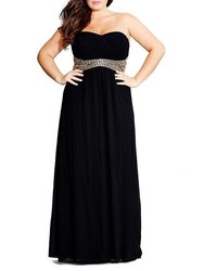 City Chic Bejewelled Belle Strapless Gown