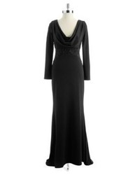 Badgley Mischka Belle By Long Sleeved Lace Illusion Gown
