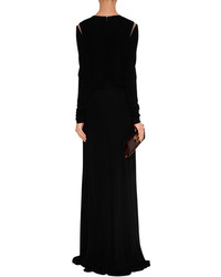 Elie Saab Black Long Sleeve Gown With Cutout Shoulder Detail