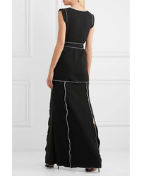 Moschino Boutique Belted Crepe Gown Black