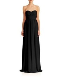 Monique Lhuillier Bridesmaids Pleated Chiffon Sweetheart Gown
