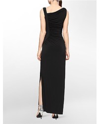 Calvin Klein Ruched Asymmetrical Sleeveless Gown